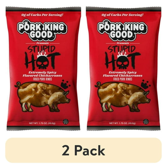 (2 pack) Pork King Good Pork Rinds - Stupid Hot Size: 1.75 oz Bag