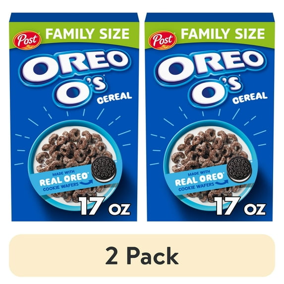 (2 pack) Post OREO O's Breakfast Cereal, Read-to-Eat, Crunchy 17 oz Box