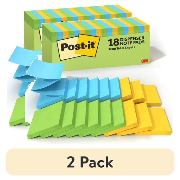 (2 pack) Post-it Dispenser Pop-up Notes, 3 in x 3 in, Floral Fantasy, 18 Pads