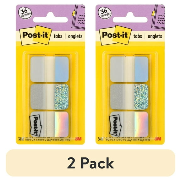 (2 pack) Post-it Foil Tabs, Assorted Iridescent Colors, 1 in x 1.5 in, 36 Tabs