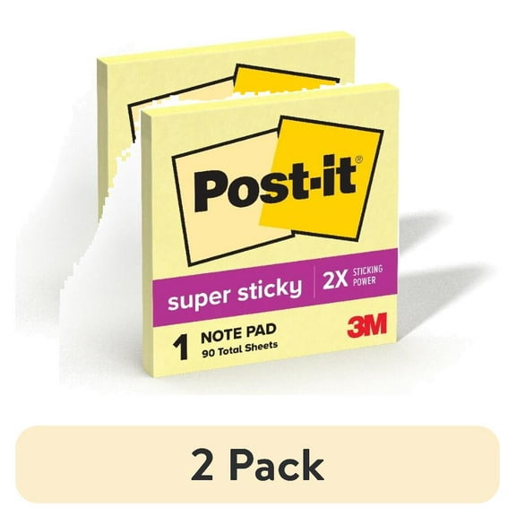 (2 pack) Post-it Note, Canary Yellow, 3 in. x 3 in, 90 Sheet, 1 Pad