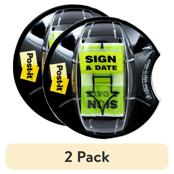 Post-it Sign and Date Flags, 1", Green Grip Dispenser, 200 Flags