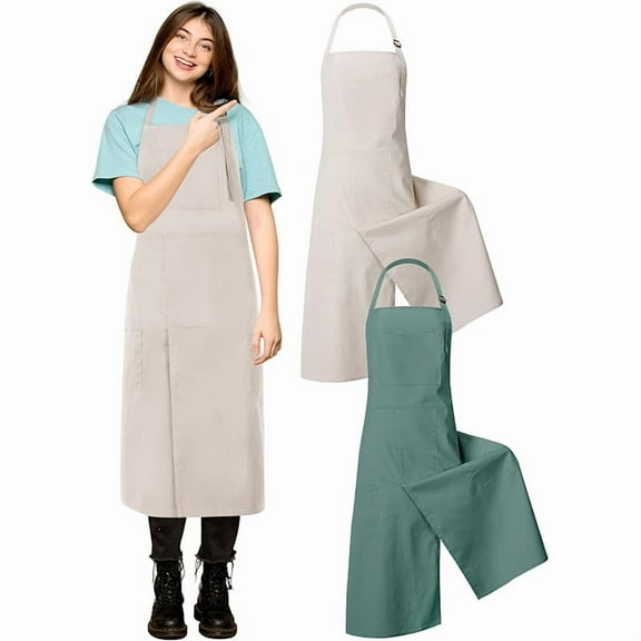 2 pack Pottery Split-Leg Make Ceramic Apron, Long Split-Leg Artist Painting Apron with 3 Pockets for Men and Women