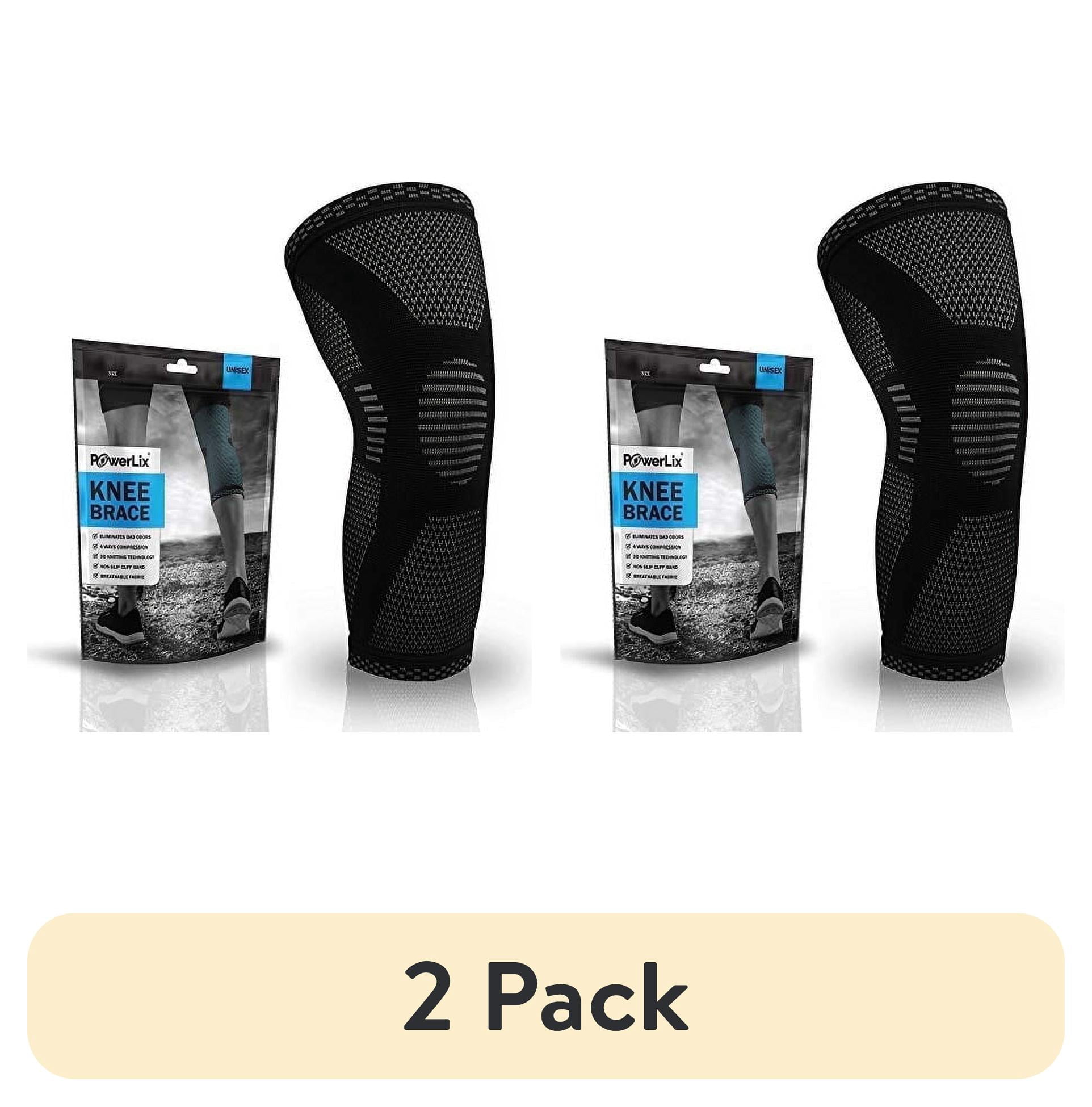 (2 pack) PowerLix Knee Brace, Compression Sleeve with Anti-Slip Fit, 3D Knit for Sports & Fitness, Black, XL – Father’s Day Gifts