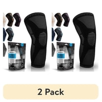 (2 pack) Powerlix Knee Compression Sleeve, Knee Support for Sports & Recovery, Brace for Men & Women (Black, Large)