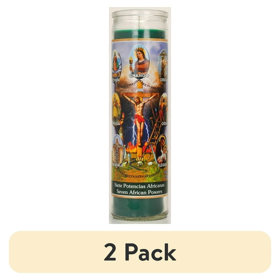 (2 pack) Prayer Candle 7 African Powers Green, 8 Inch