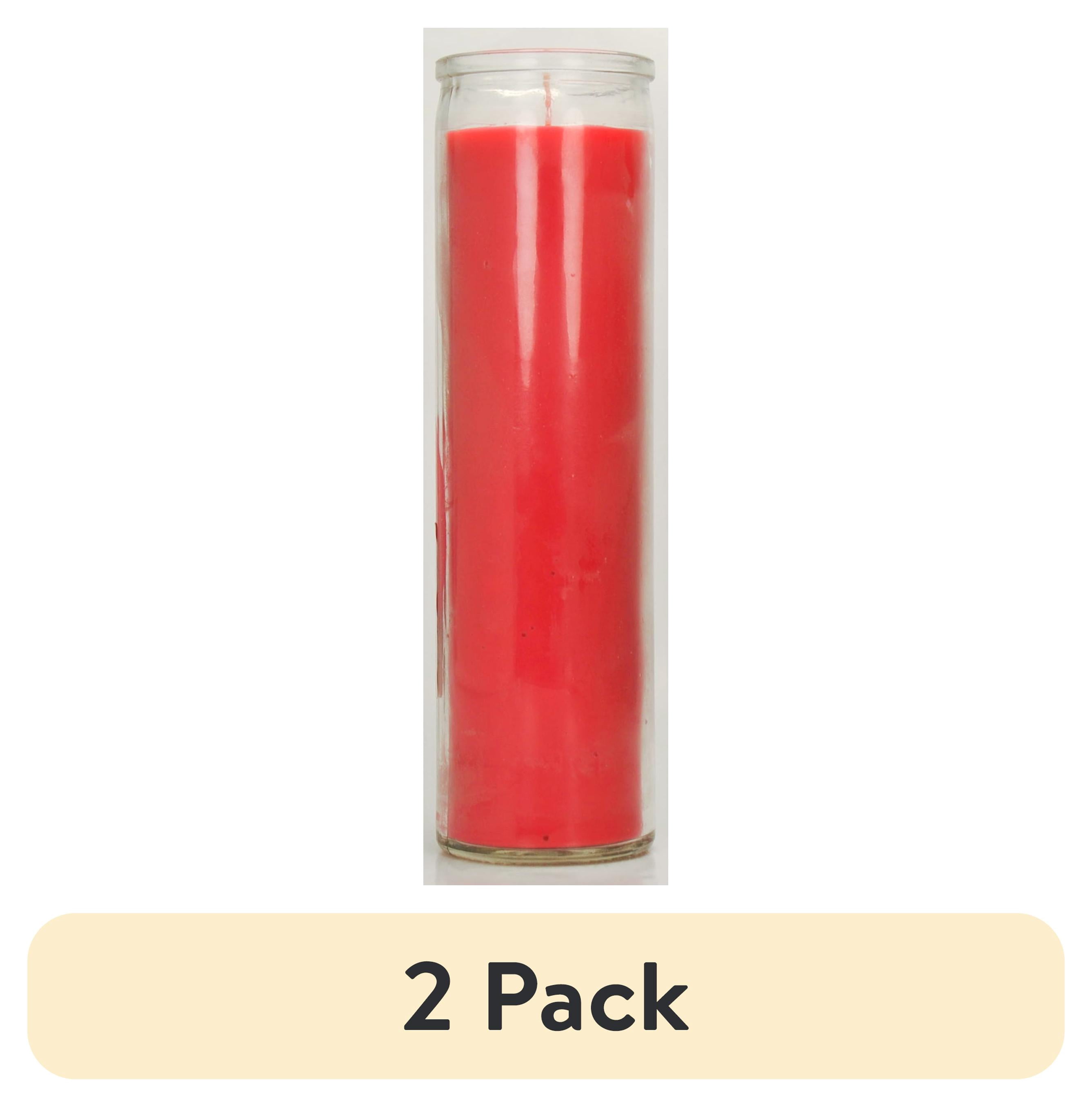 (2 pack) Prayer Candle Clear Glass Red Wax, 8 Inch