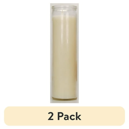 (2 pack) Prayer Candle Clear Glass White Wax, 8 Inch