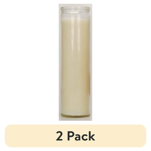 (2 pack) Prayer Candle Clear Glass White Wax, 8 Inch