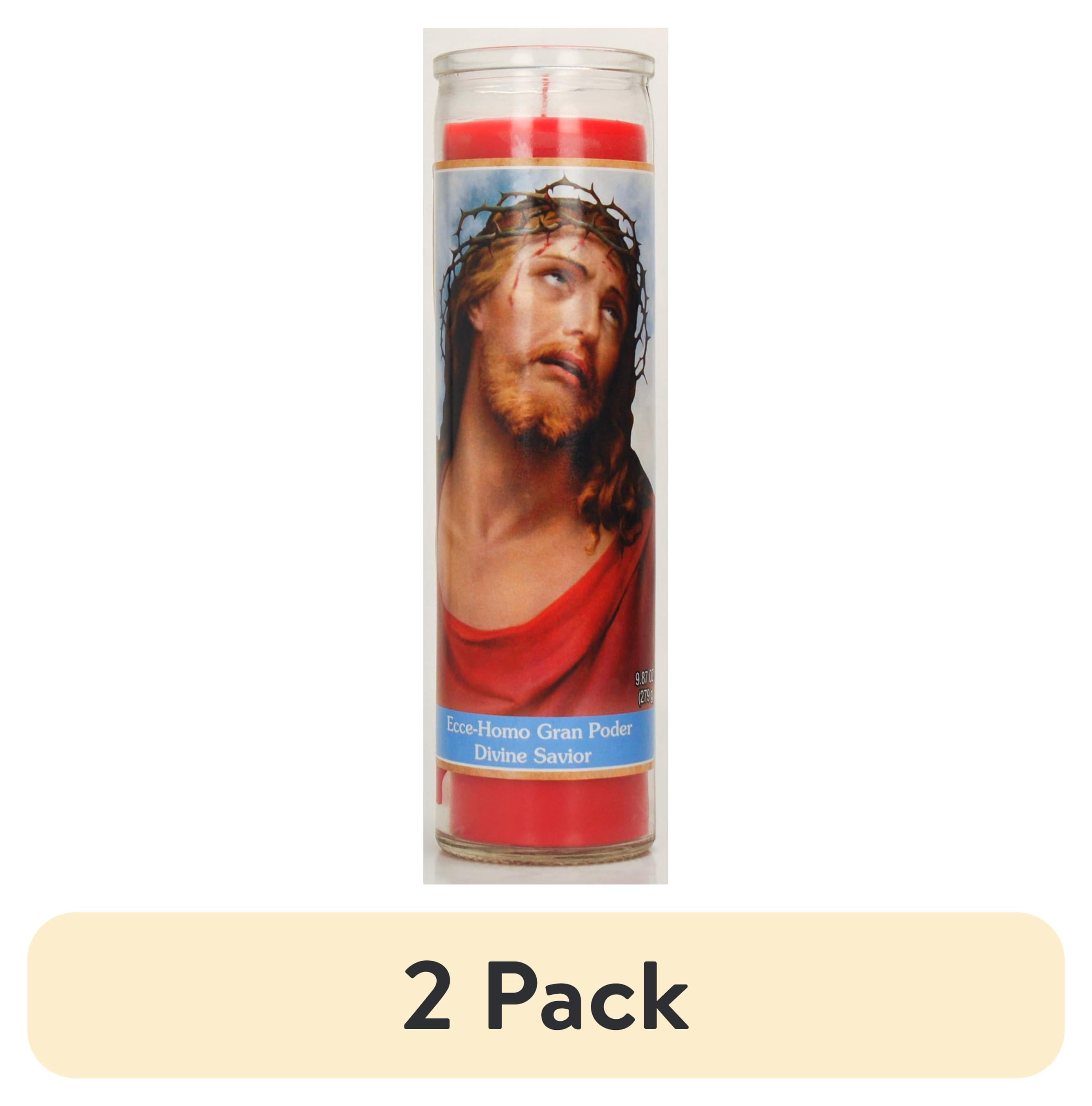 (2 pack) Prayer Candle Divine Savior Red Wax, 8 Inch