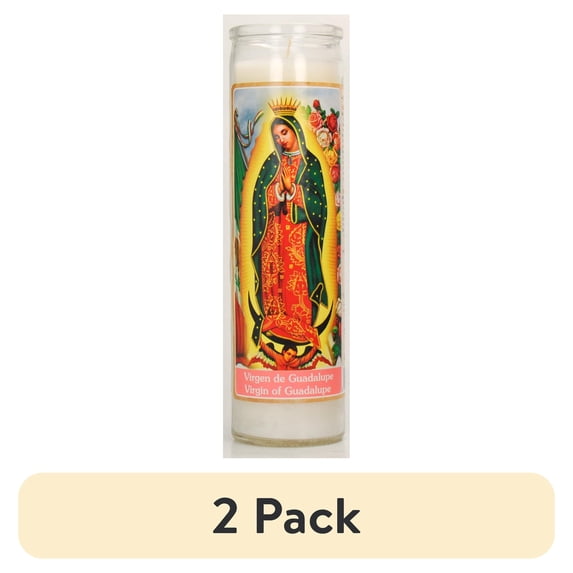 (2 pack) Prayer Candle Dual Saints White Wax, 8 Inch