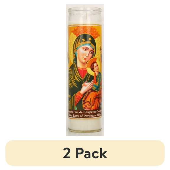 (2 pack) Prayer Candle Perpetual Help White Wax, 8 Inch