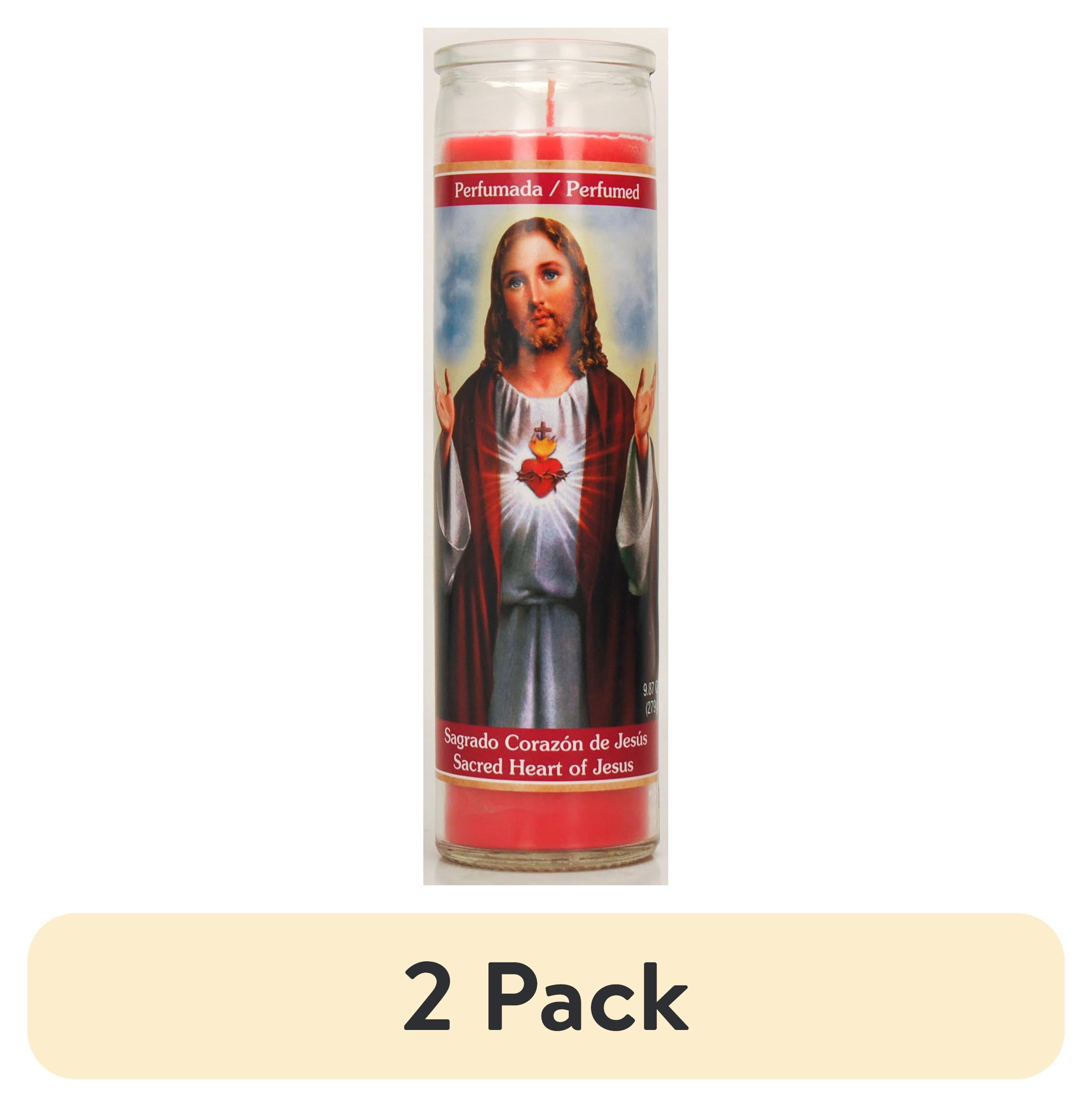(2 pack) Prayer Candle Sacred Heart Strawberry Red Wax 8 inch
