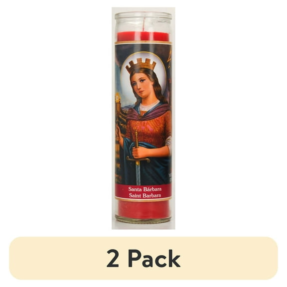 (2 pack) Prayer Candle St Barbara Red Wax, 8 Inch