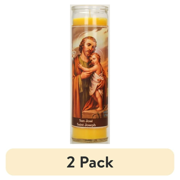 (2 pack) Prayer Candle St Joseph Yellow Wax, 8 Inch