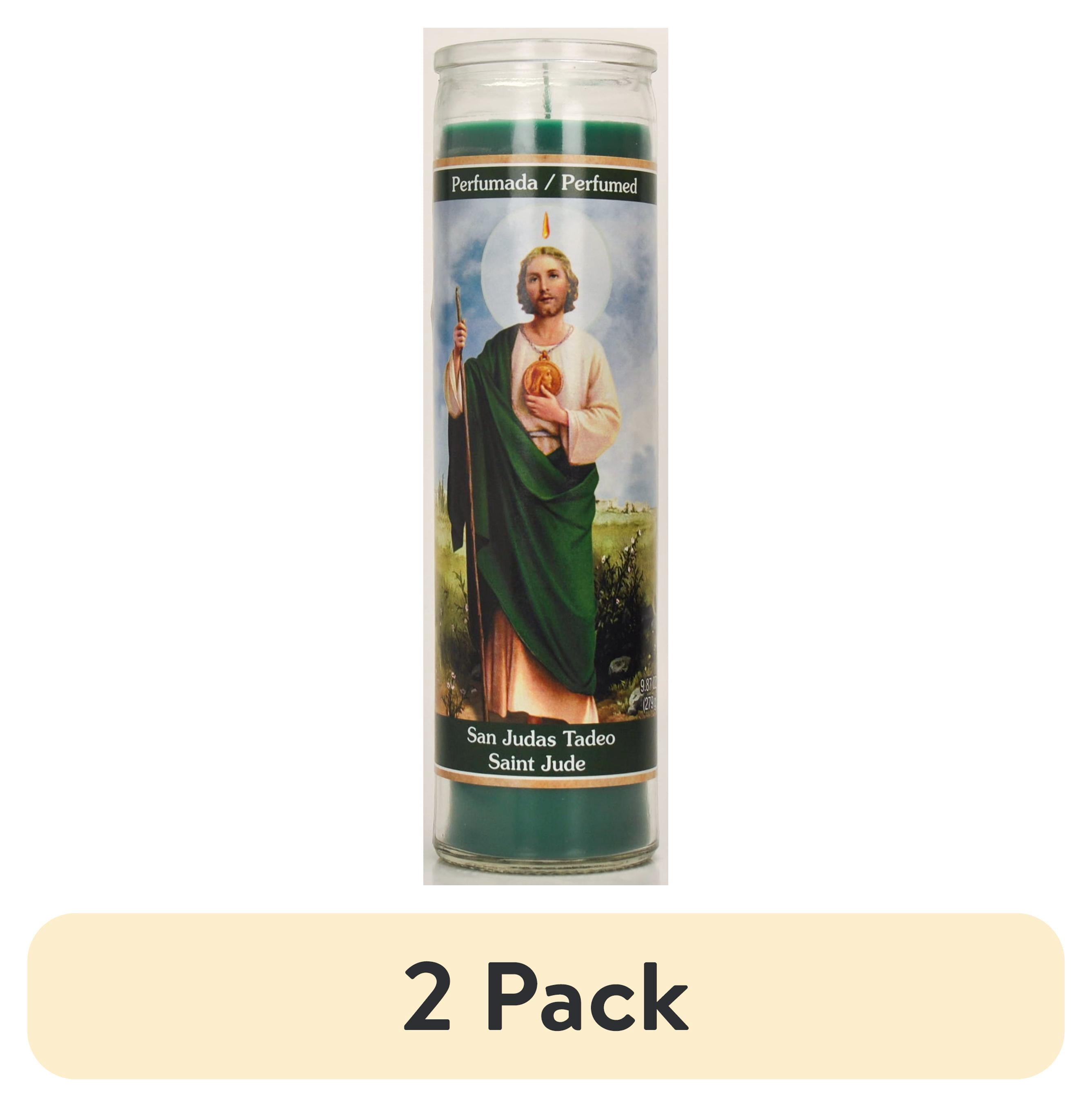 (2 pack) Prayer Candle St Jude Jazmin Scent Green Wax, 8 Inch