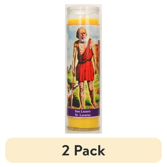 (2 pack) Prayer Candle St Lazaro Yellow Wax, 8 Inch