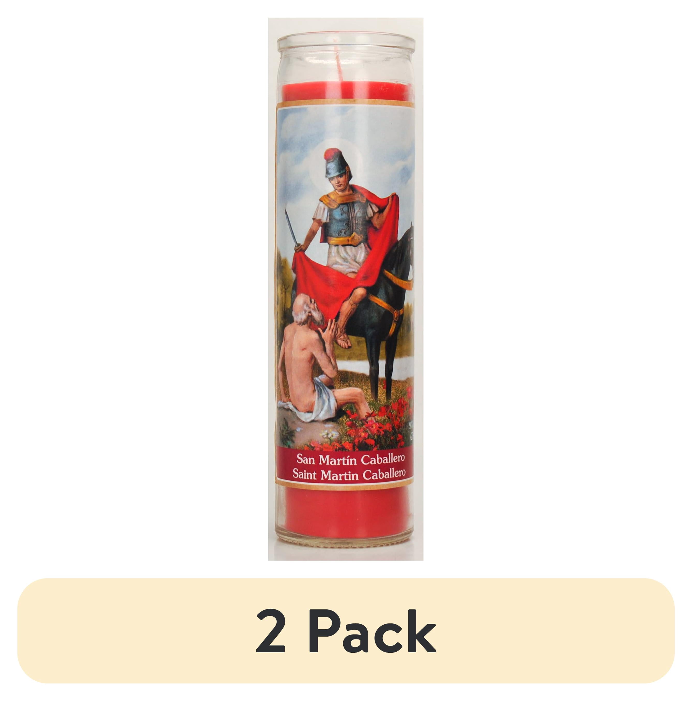 (2 pack) Prayer Candle St Martin Caballero Red Wax, 8 Inch
