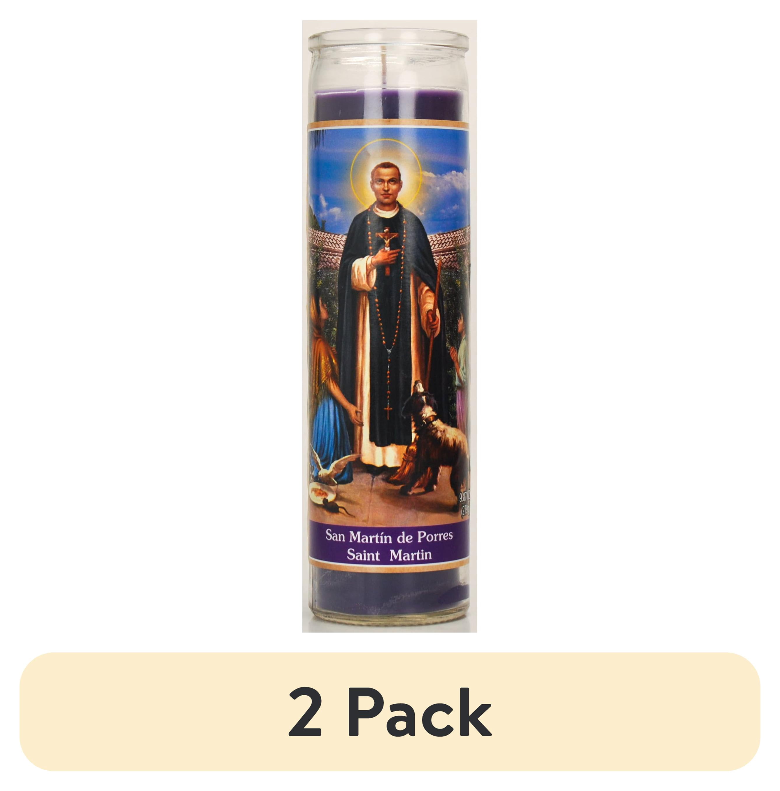 (2 pack) Prayer Candle St Martin De Porres Purple Wax, 8 Inch