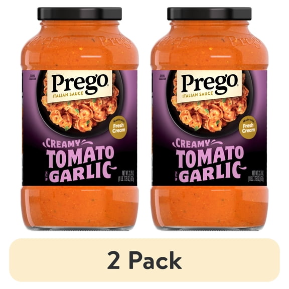 (2 pack) Prego Creamy Tomato Pasta Sauce with Garlic, 24 oz Jar