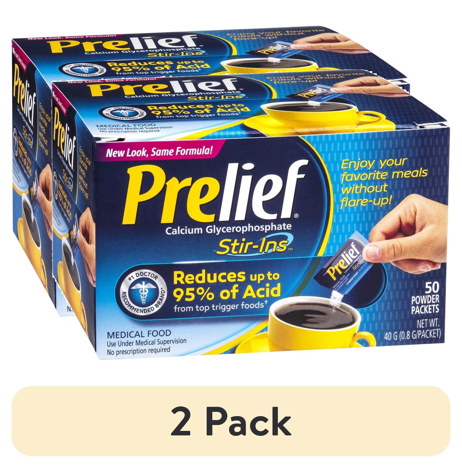 (2 pack) Prelief Drink Mix Packets Acid Reducer Flavorless Powder 50 Count