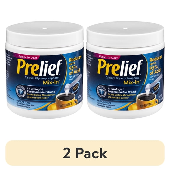 (2 pack) Prelief Powder Acid Reducer Dietary Supplement, Jar, 100 Servings