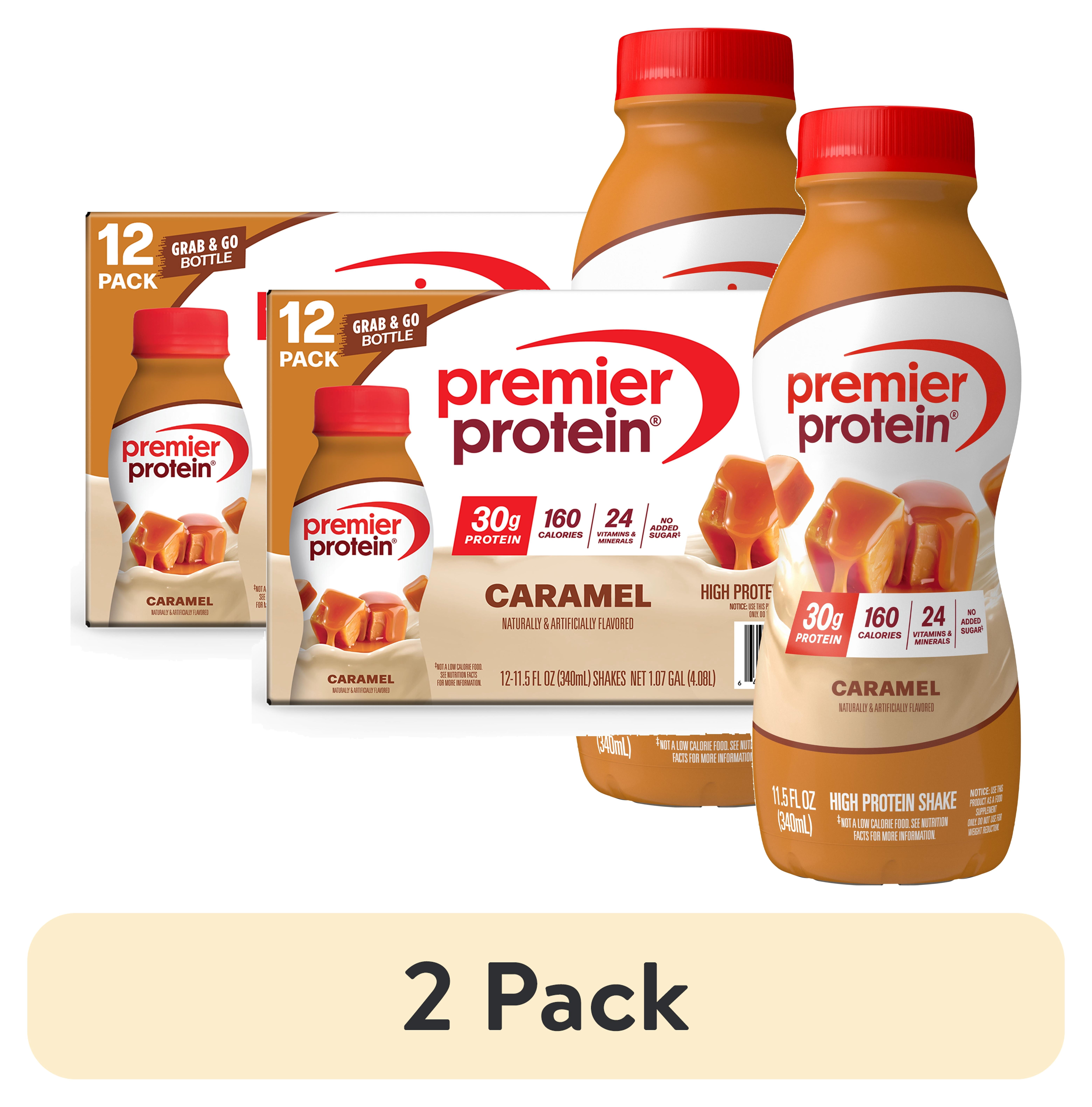 (2 pack) Premier Protein Shake, Caramel, 30g Protein, 11.5 Fl Oz, 12 Ct