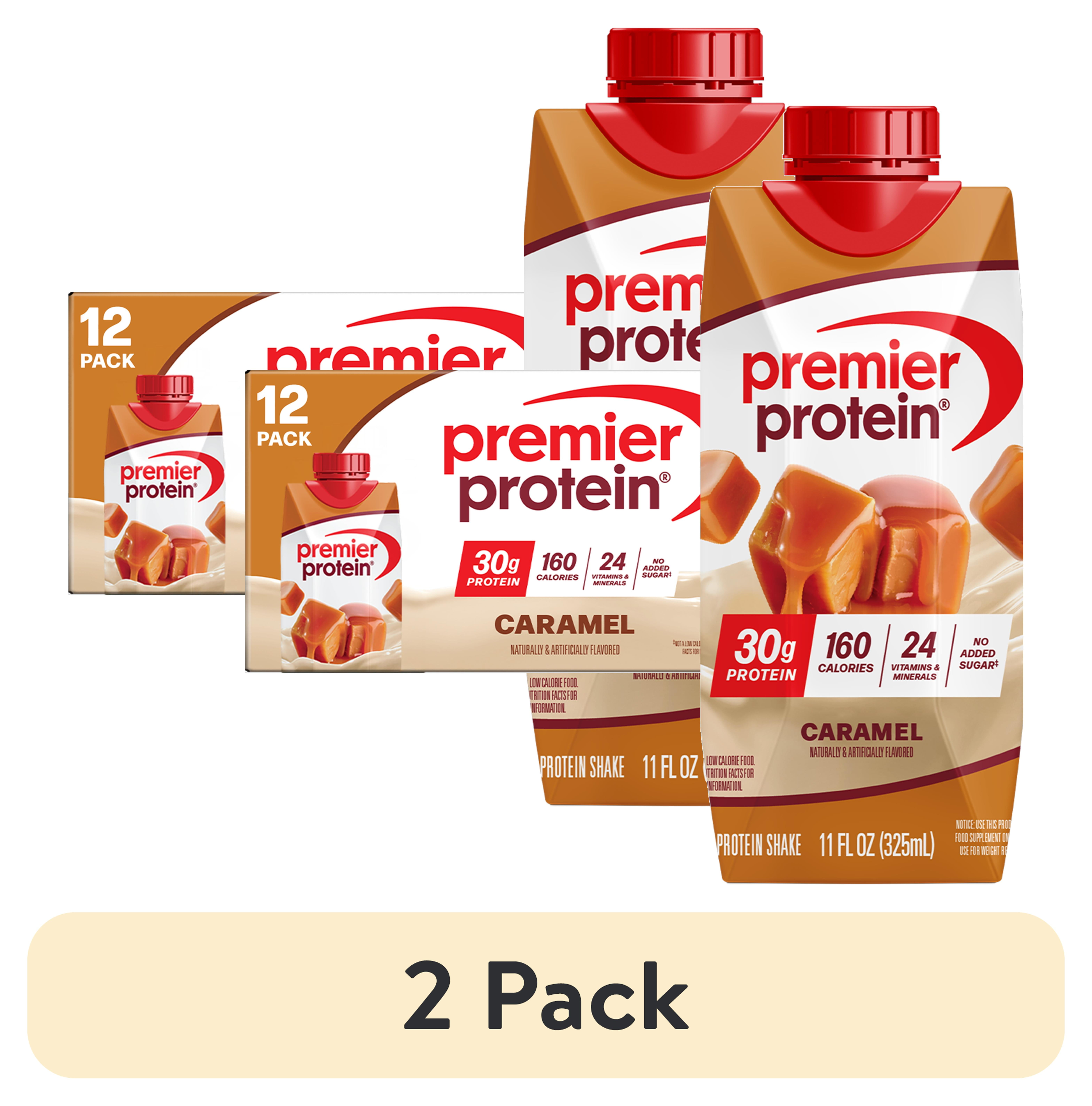 (2 pack) Premier Protein Shake, Caramel, 30g Protein, 11 fl oz, 12 Ct