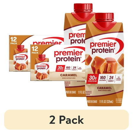 (2 pack) Premier Protein Shake, Caramel, 30g Protein, 11 fl oz, 12 Ct