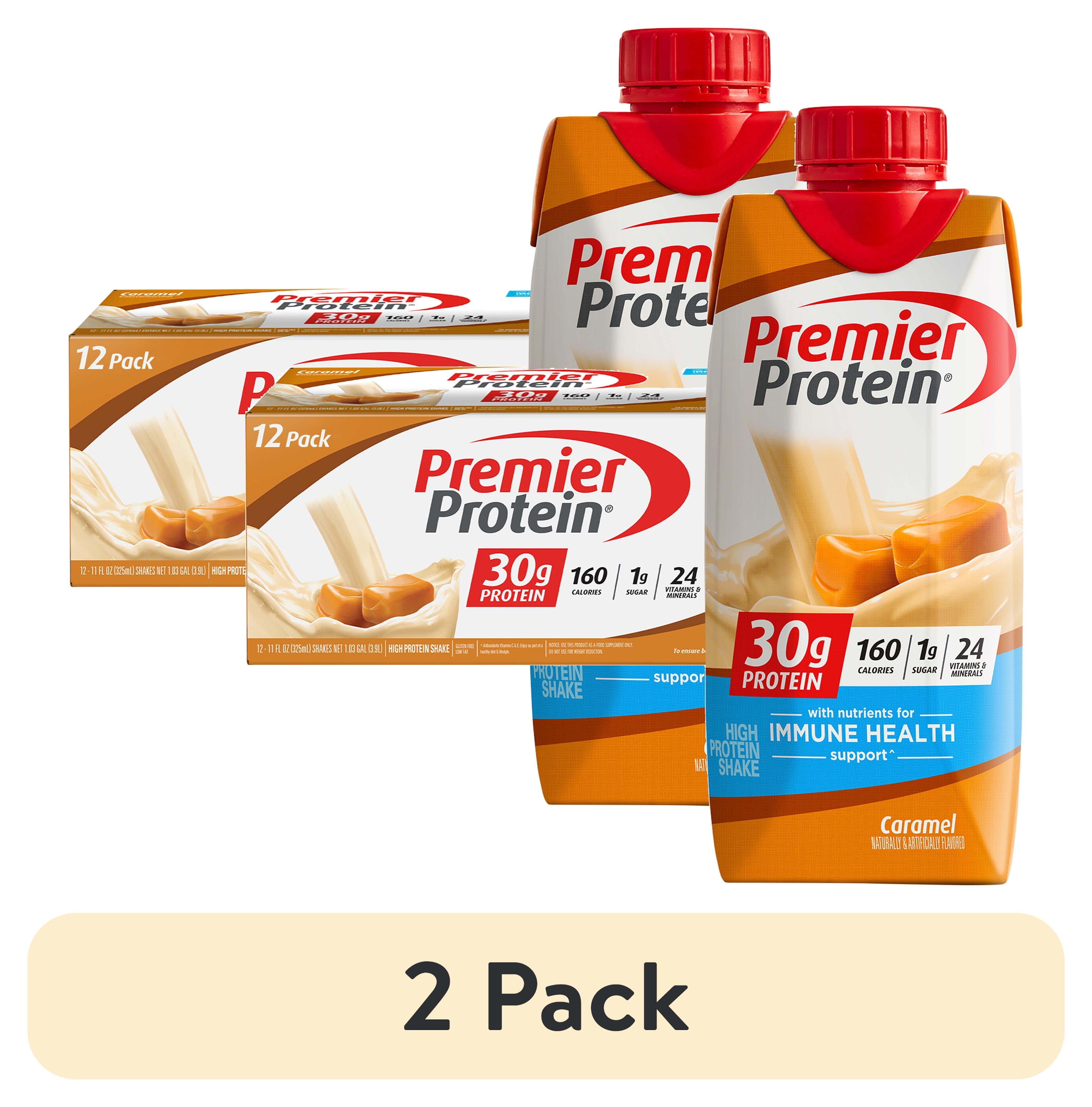 (2 pack) Premier Protein Shake, Caramel, 30g Protein, 11 fl oz, 12 Ct