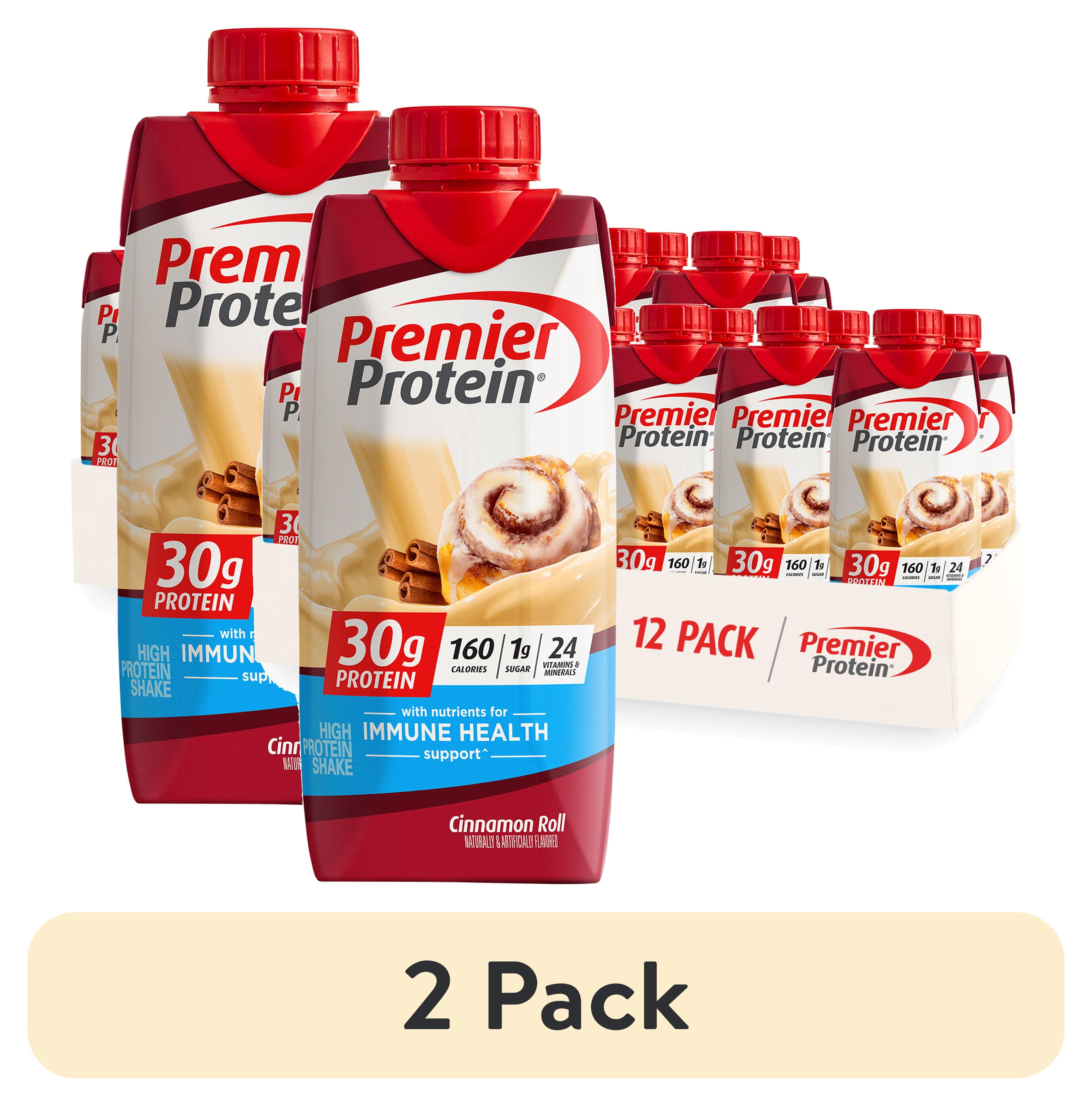 (2 pack) Premier Protein Shake, Cinnamon Roll, 30g Protein, 11 Fl Oz, 12 Ct