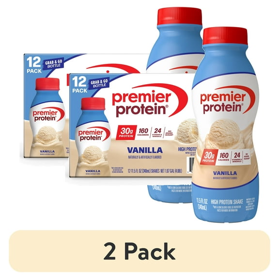 (2 pack) Premier Protein Shake, Vanilla, 30g Protein, 11.5 fl oz, 12 Ct