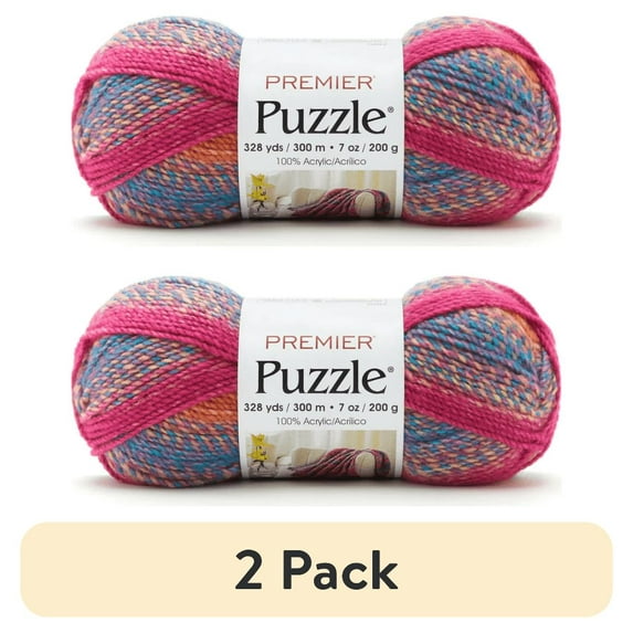 (2 pack) Premier Yarns Puzzle Yarn, Made of Acrylic, Ideal Knitting and Crochet Supplies, Bulky Weight, Hopscotch