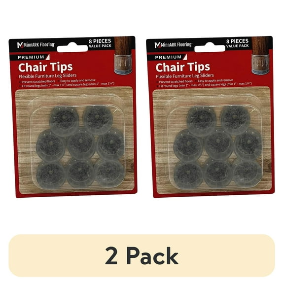 (2 pack) Premium Furniture Tips, 8 Pcs, Rubber, by MinnARK