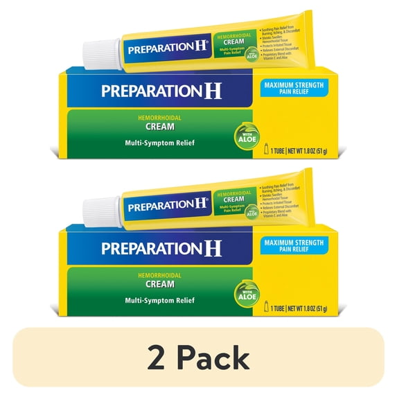 (2 pack) Preparation H Hemorrhoid Relief Cream With Soothing Aloe, 1.8 Oz