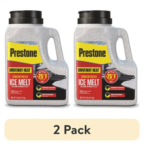 2 pack) Prestone 9.5 lb Driveway Heat Calcium Chloride Pellets Ice