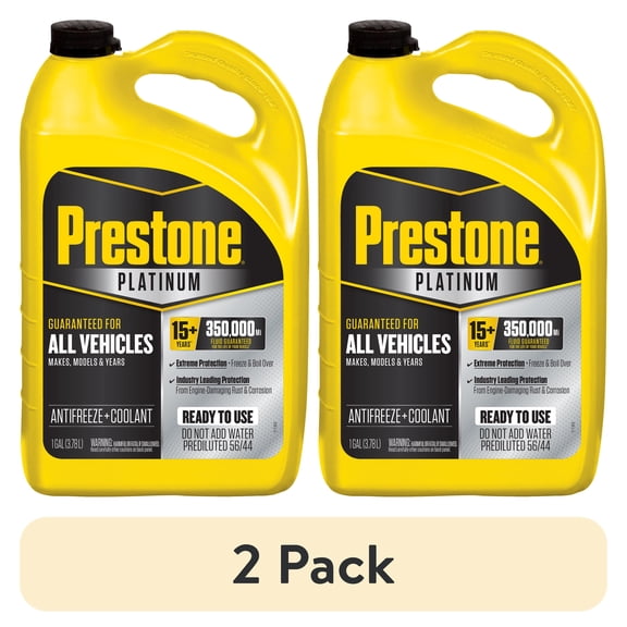 (2 pack) Prestone Platinum Extreme Protection Prediluted Antifreeze and Coolant 1 Gallon