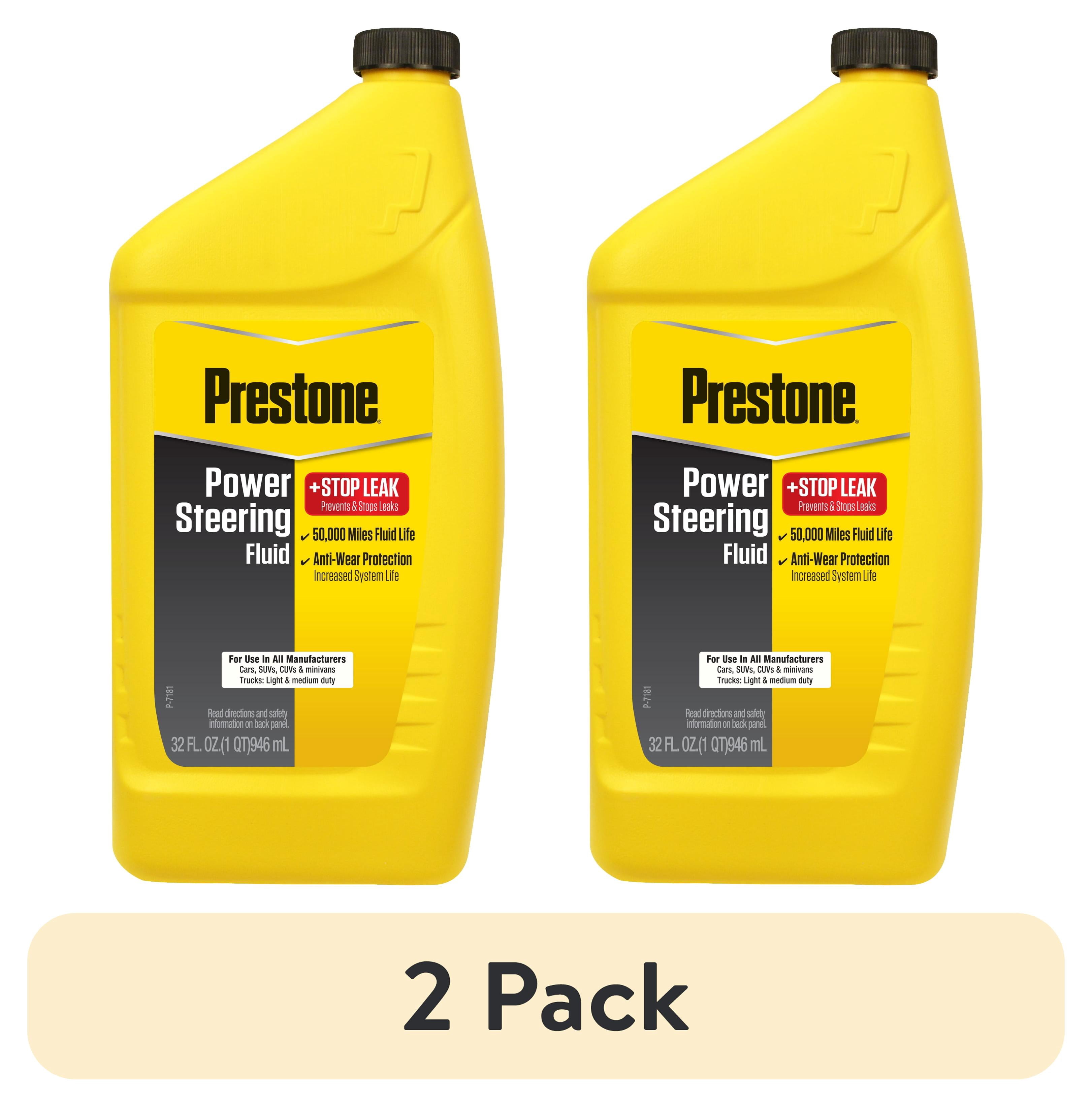 (2 pack) Prestone Power Steering Fluid Plus Stop Leak, 32 oz (1 Quarts)