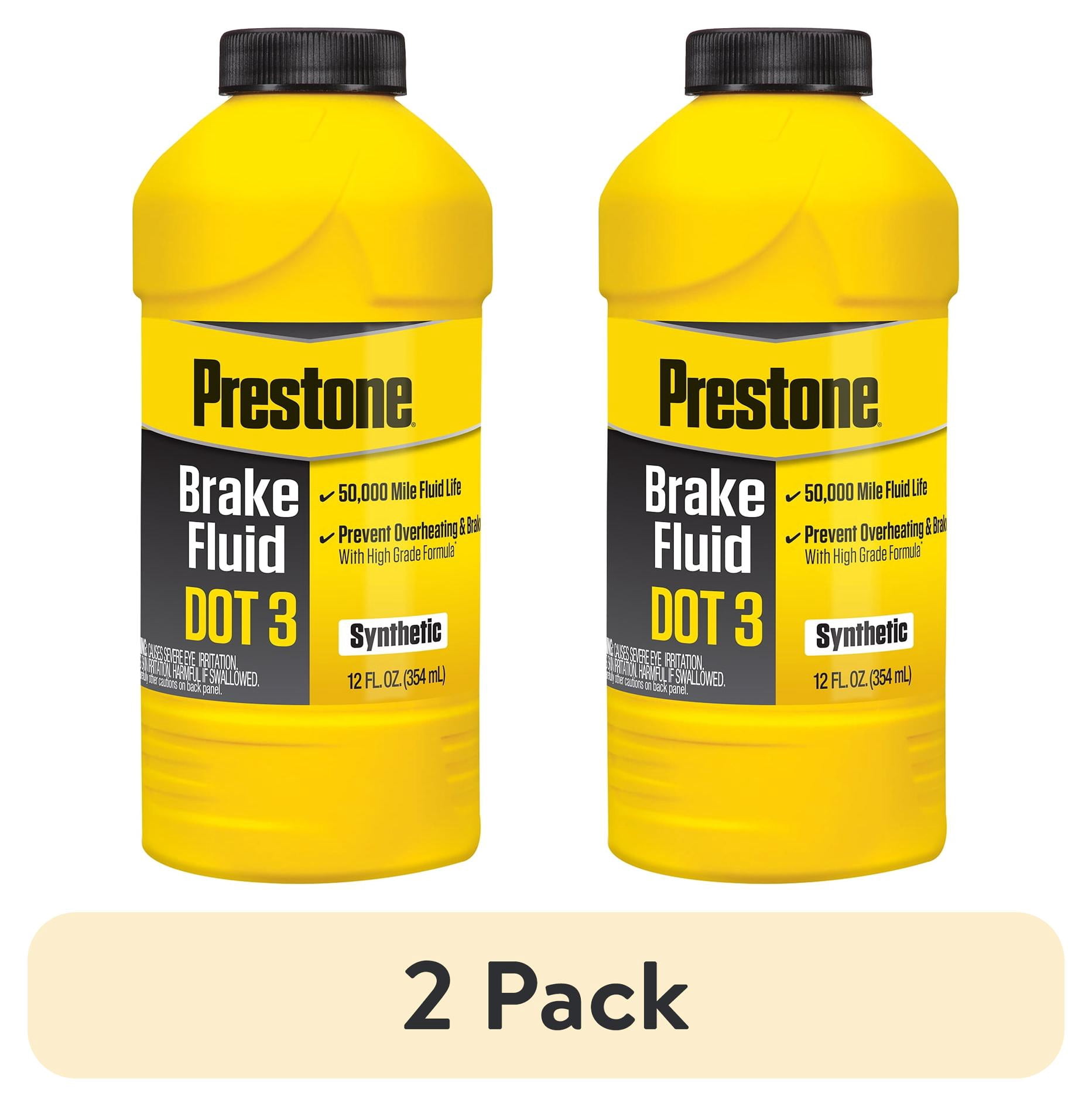 (2 pack) Prestone DOT 3 Motor Vehicle Brake Fluid for Cars and Trucks - 12 oz - Synthetic, High Grade, 50,000 mile