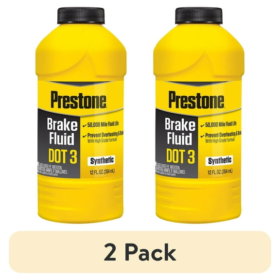 (2 pack) Prestone DOT 3 Motor Vehicle Brake Fluid for Cars and Trucks - 12 oz - Synthetic, High Grade, 50,000 mile