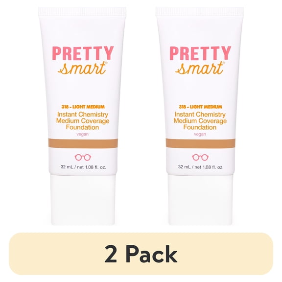 (2 pack) Pretty Smart Instant Chemistry Medium Coverage Foundation, 318 Light Medium, 1.08 fl. oz.