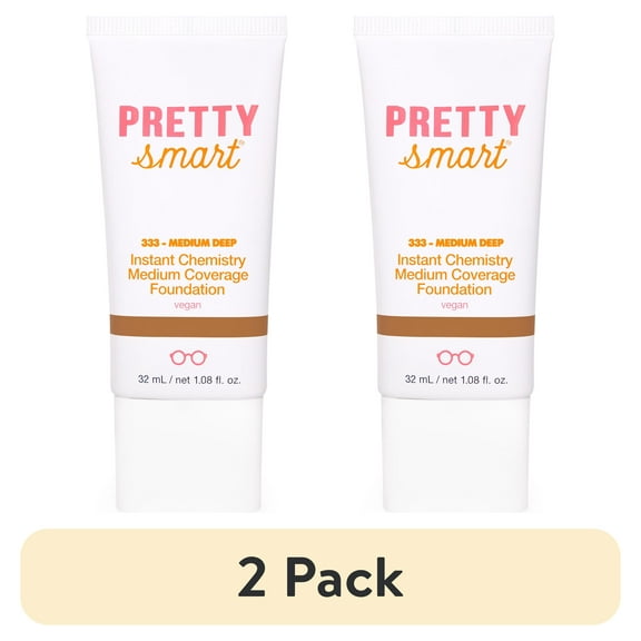 (2 pack) Pretty Smart Instant Chemistry Medium Coverage Foundation, 333 Medium Deep, 1.08 fl. oz.