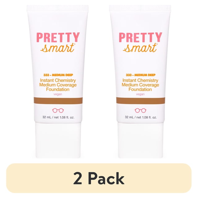 (2 pack) Pretty Smart Instant Chemistry Medium Coverage Foundation, 333 Medium Deep, 1.08 fl. oz.