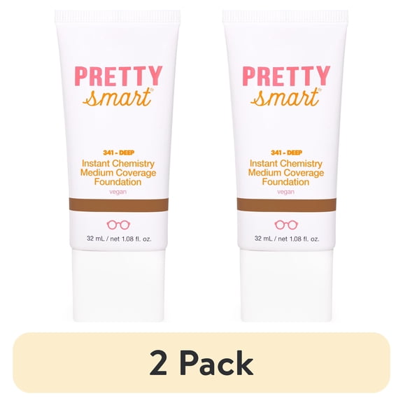 (2 pack) Pretty Smart Instant Chemistry Medium Coverage Foundation, 341 Deep , 1.08 fl. oz.