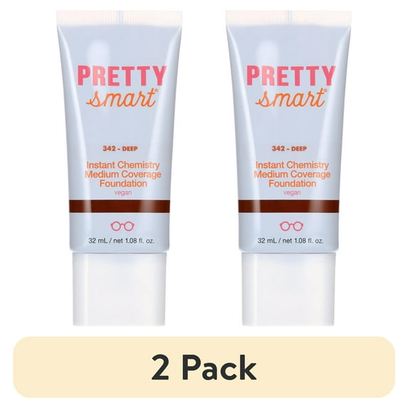 (2 pack) Pretty Smart Instant Chemistry Medium Coverage Foundation, 342 Deep , 1.08 fl. oz.
