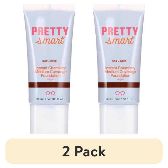 (2 pack) Pretty Smart Instant Chemistry Medium Coverage Foundation, 342 Deep , 1.08 fl. oz.