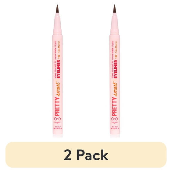 (2 pack) Pretty Smart Make Yourself at Home Matte Liquid Eyeliner, Trs Marron, 0.02 fl oz.