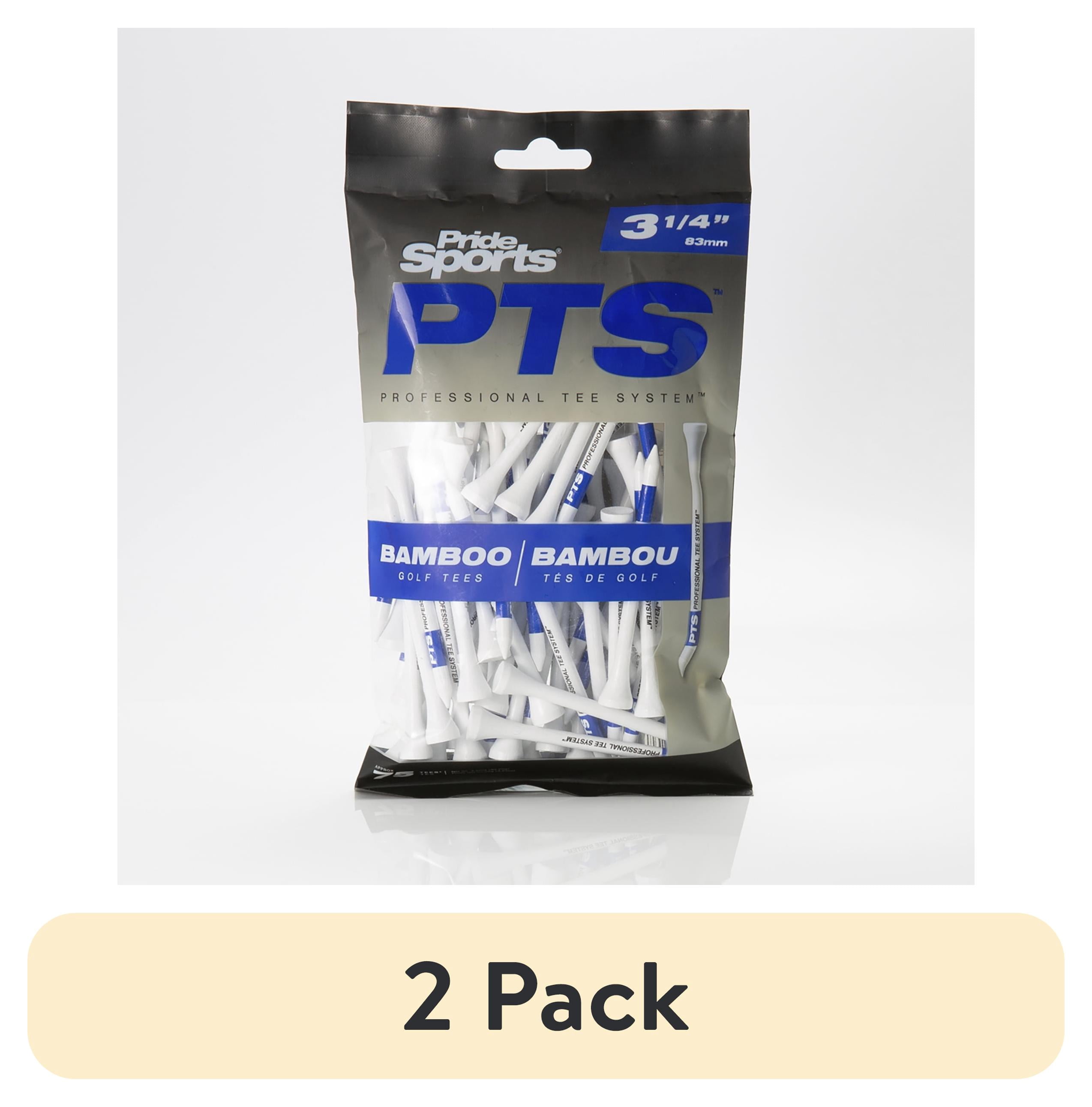 (2 pack) Pride PTS Professional Tee System Bamboo Wood Golf Tee, 3-1/4", 75 count