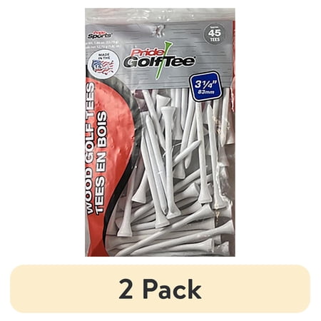 (2 pack) Pride Sports 3.25” White Hardwood Golf Tees – Classic Durable Wood Tees for Long Drives, 45 Count
