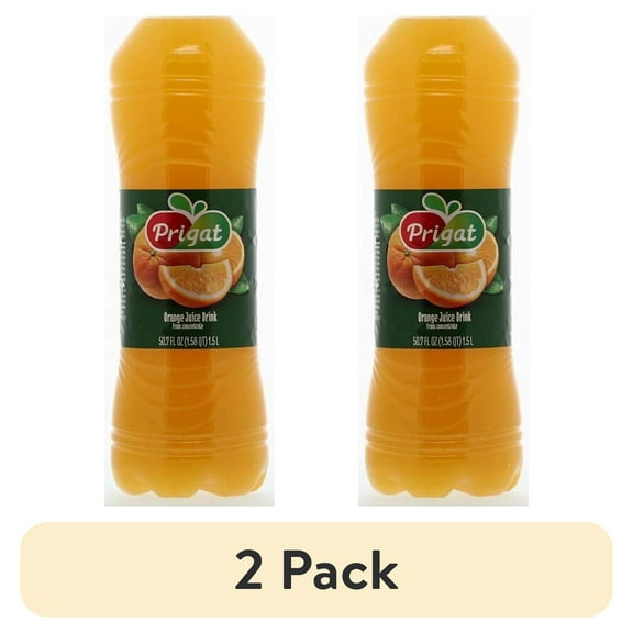 (2 pack) Prigat Orange Juice Drink, 1.5 LT, is Refreshing with no Preservatives. For Passover & all year.